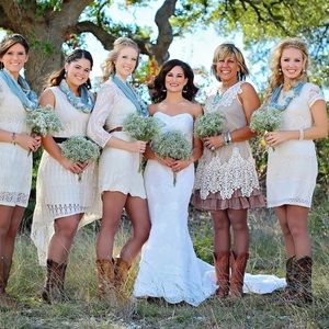 Lace and taupe dress